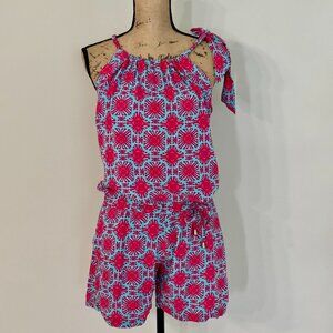 Escapada Living Summer Romper – Size Small – 100% Rayon – Pink & Turquoise